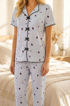 Uğur Böcekli Kısa Kollu Pijama Takımı Bebe Mavi