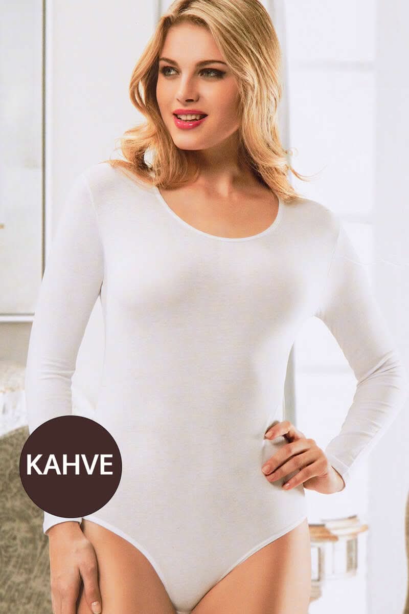 Uzun Kol Açık Yaka Kopçalı Body