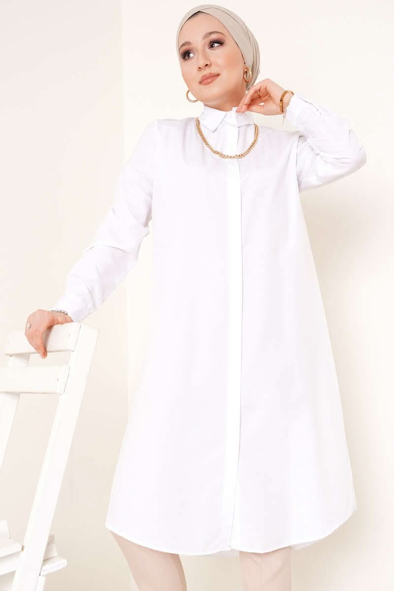 Uzun Model Klasik Yaka  Tunik