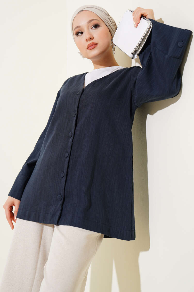 Vneck Shabby Linen Shirt