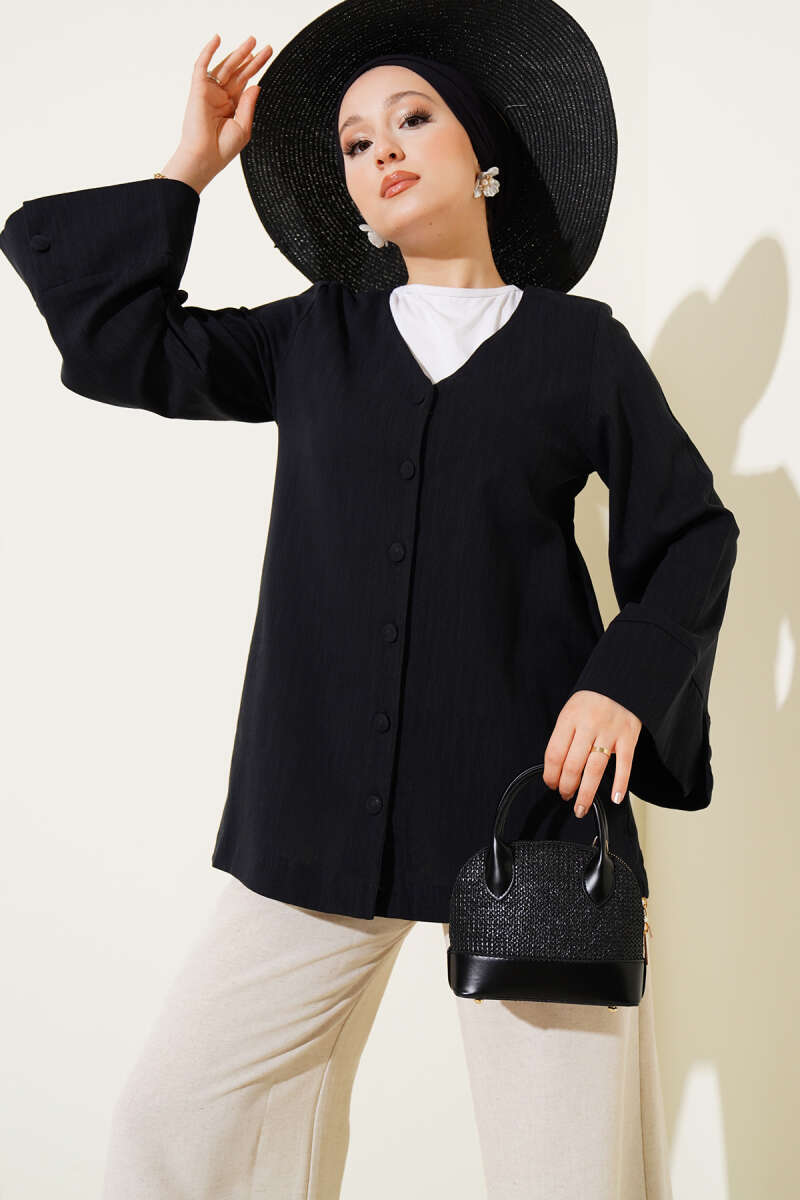 Vneck Shabby Linen Shirt
