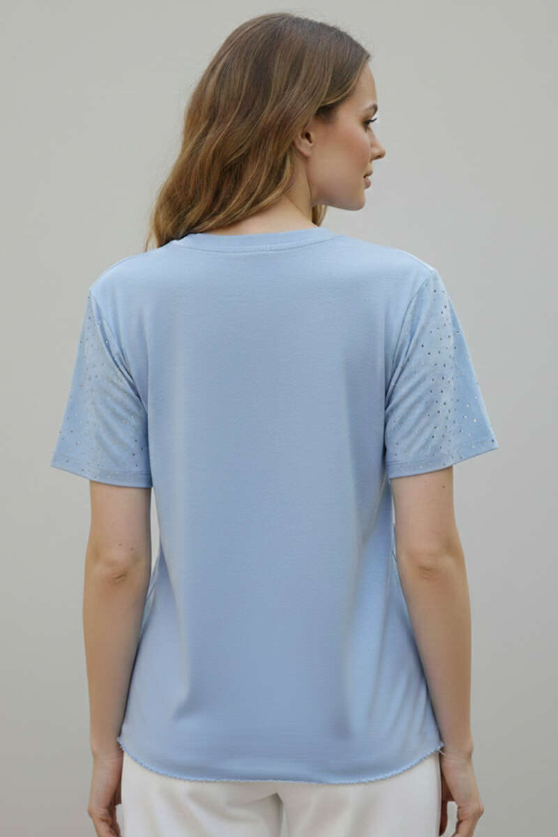 Stein-T-Shirt mit V-Ausschnitt