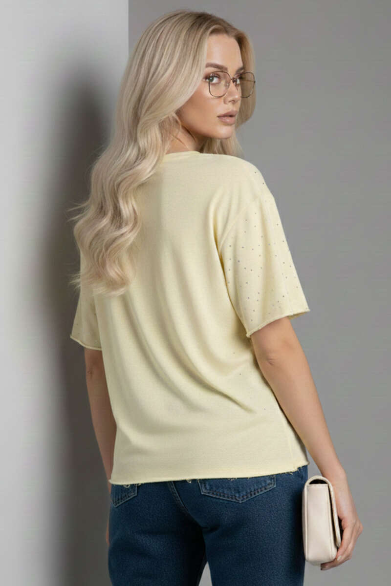 Stein-T-Shirt mit V-Ausschnitt