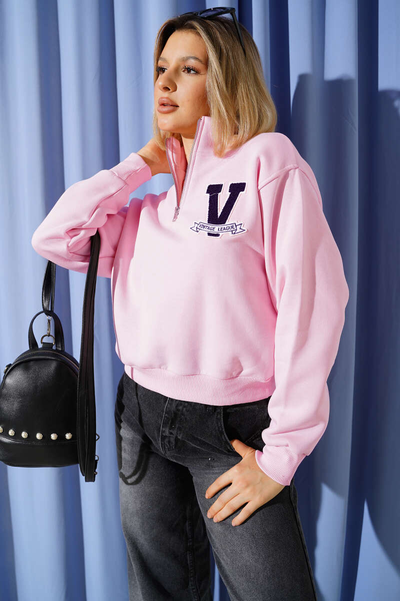 Vintage Baskılı Üç İpli Sweatshirt