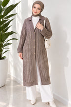 Openwork Button Detailed Knit Cardigan Beige