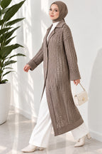 Openwork Button Detailed Knit Cardigan Beige