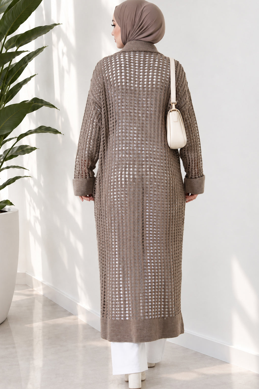 Openwork Button Detailed Knit Cardigan Beige