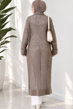Openwork Button Detailed Knit Cardigan Beige