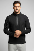 Waffle Fermuarlı Erkek Sweatshirt