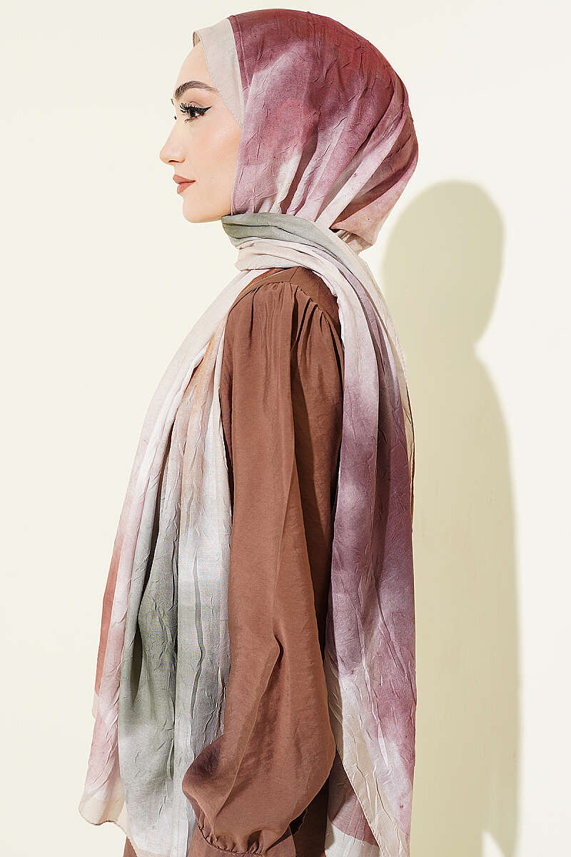 Watercolor Desen Bambu Kraş Şal
