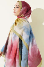 Watercolor Desen Bambu Kraş Şal Çağla Yeşili