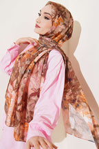 Watercolor Flower Desen Şal Haki