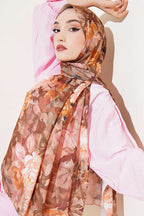 Watercolor Flower Desen Şal Haki