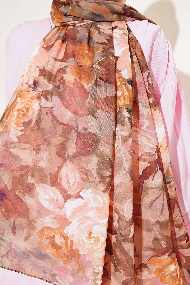 Watercolor Flower Desen Şal Haki