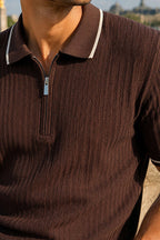 Polo Yaka Yarım Fermuarlı Merserize Erkek T-shirt