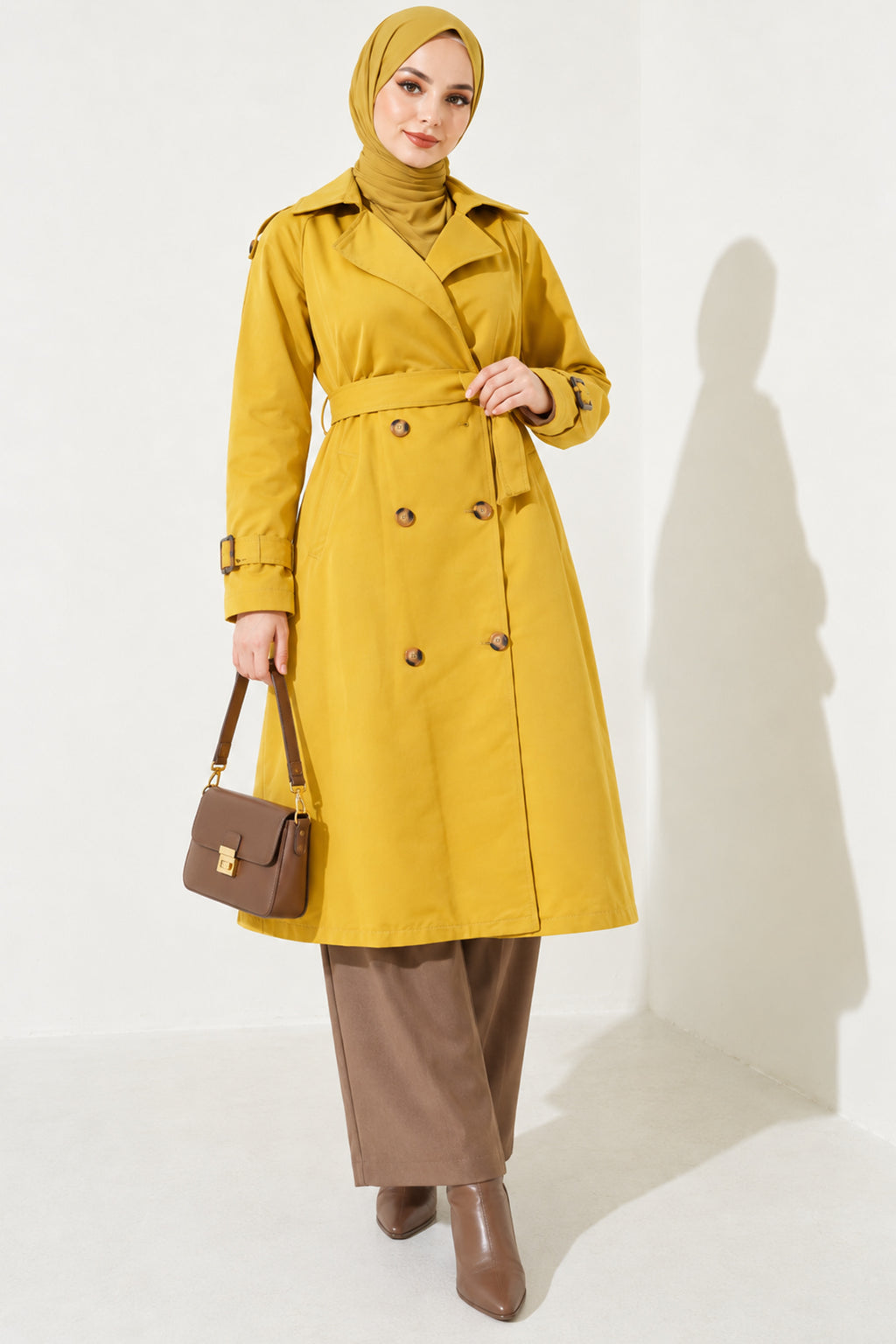 Doublebreasted Collar Trench Coat with Epaulettes