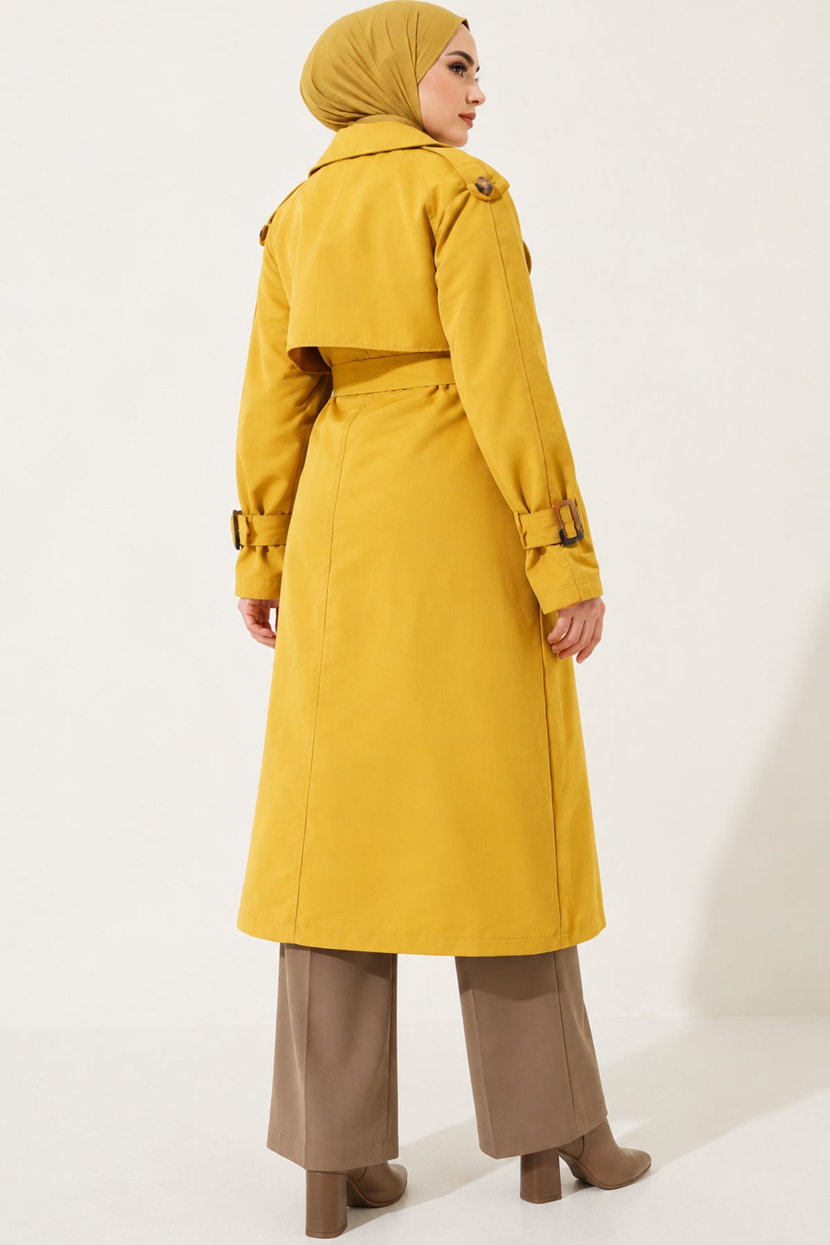 Doublebreasted Collar Trench Coat with Epaulettes