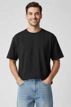 Yaka Armalı Labirent Desen Erkek T-shirt Siyah