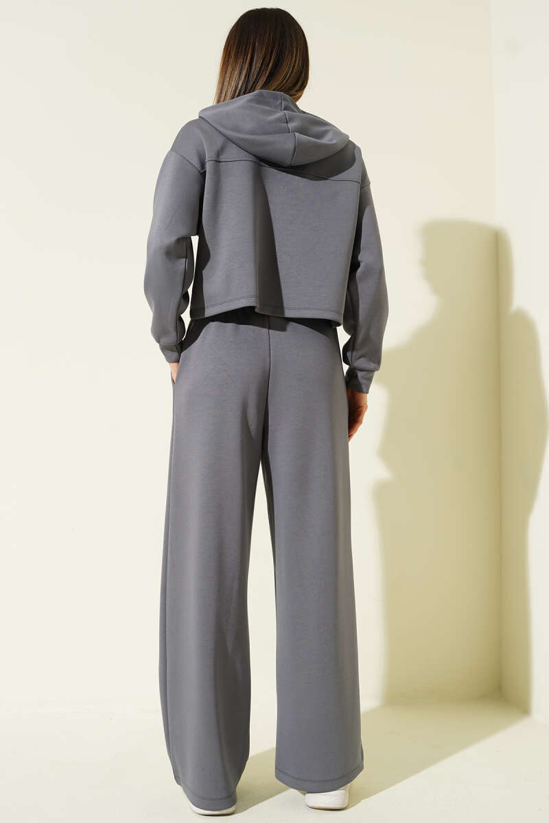 Yaka Bağcıklı Loyşa Sweatshirt İkili Takım