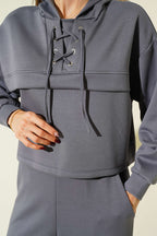 Yaka Bağcıklı Loyşa Sweatshirt İkili Takım