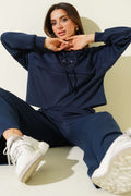 Yaka Bağcıklı Loyşa Sweatshirt İkili Takım