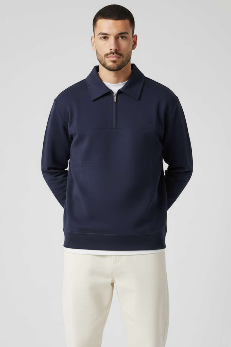 Yaka Change Yazılı Erkek Sweatshirt Lacivert