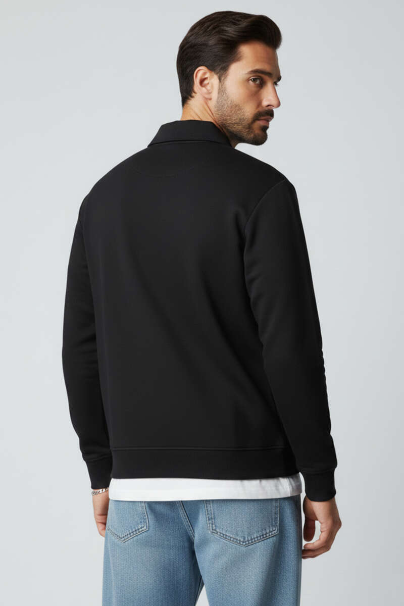 Yaka Change Yazılı Erkek Sweatshirt Siyah