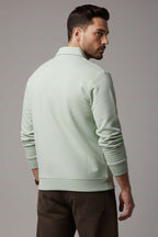 Yaka Change Yazılı Erkek Sweatshirt Su Yeşili