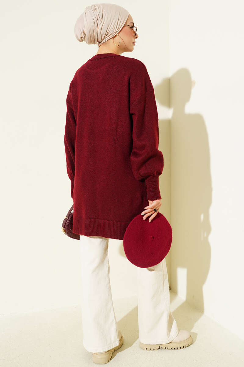 Yaka Çiçekli Yumoş Triko Tunik