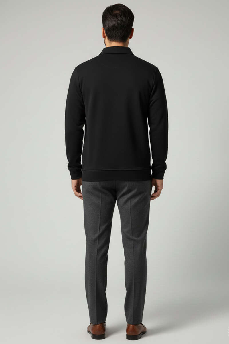 Yaka Detaylı Yarım Fermuar Selanik Erkek Sweatshirt