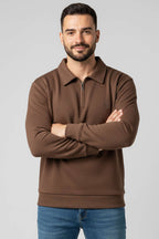 Yaka Detaylı Yarım Fermuar Selanik Erkek Sweatshirt