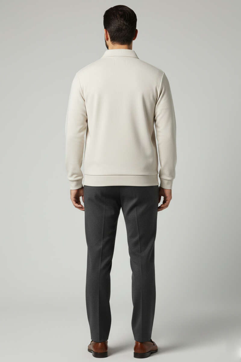 Yaka Detaylı Yarım Fermuar Selanik Erkek Sweatshirt