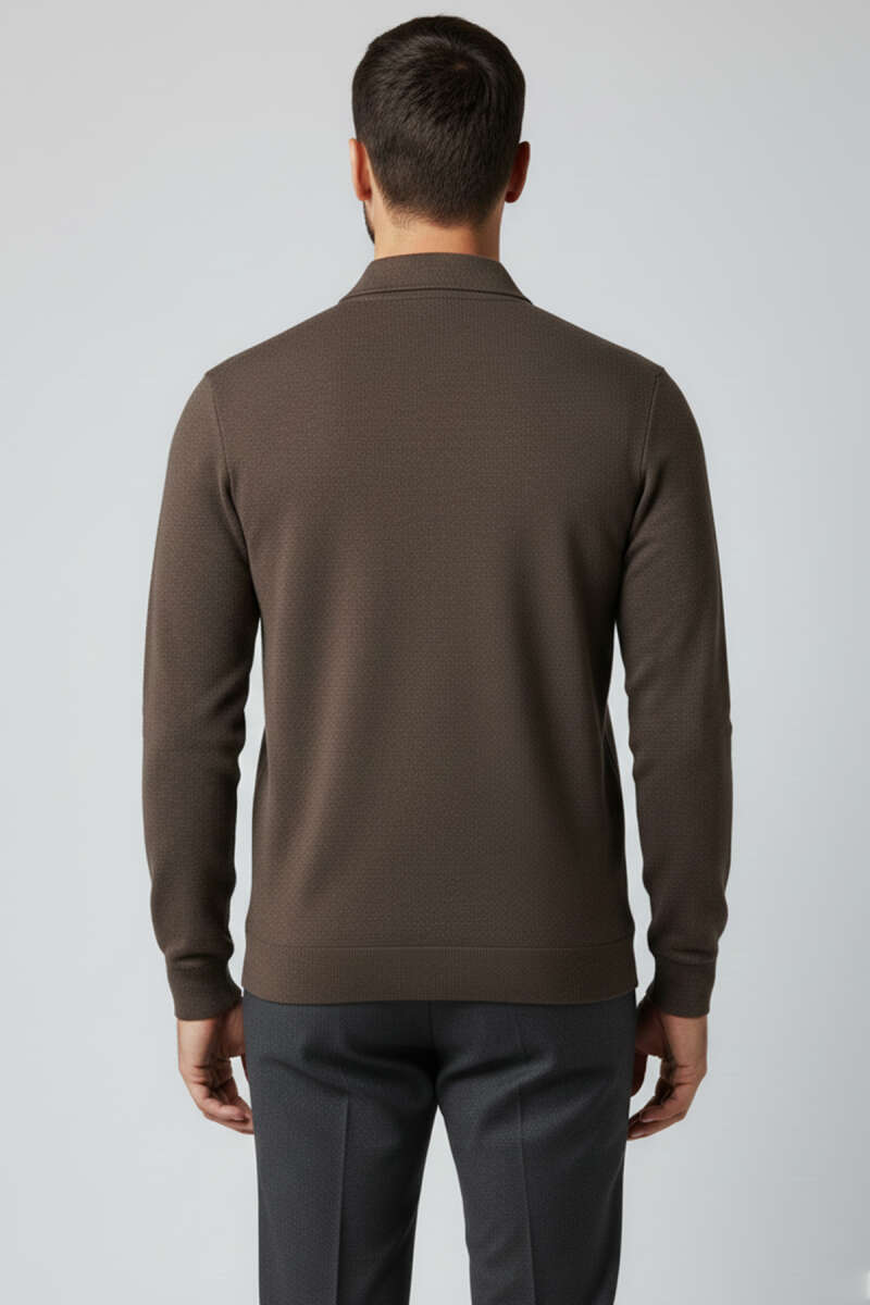 Yaka Detaylı Yarım Fermuar Selanik Erkek Sweatshirt