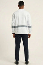 Yaka Düğmeli Biyeli Erkek Sweatshirt