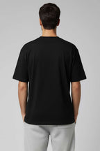 Yaka Enjeksiyon Baskı Yazılı Erkek T-shirt Siyah