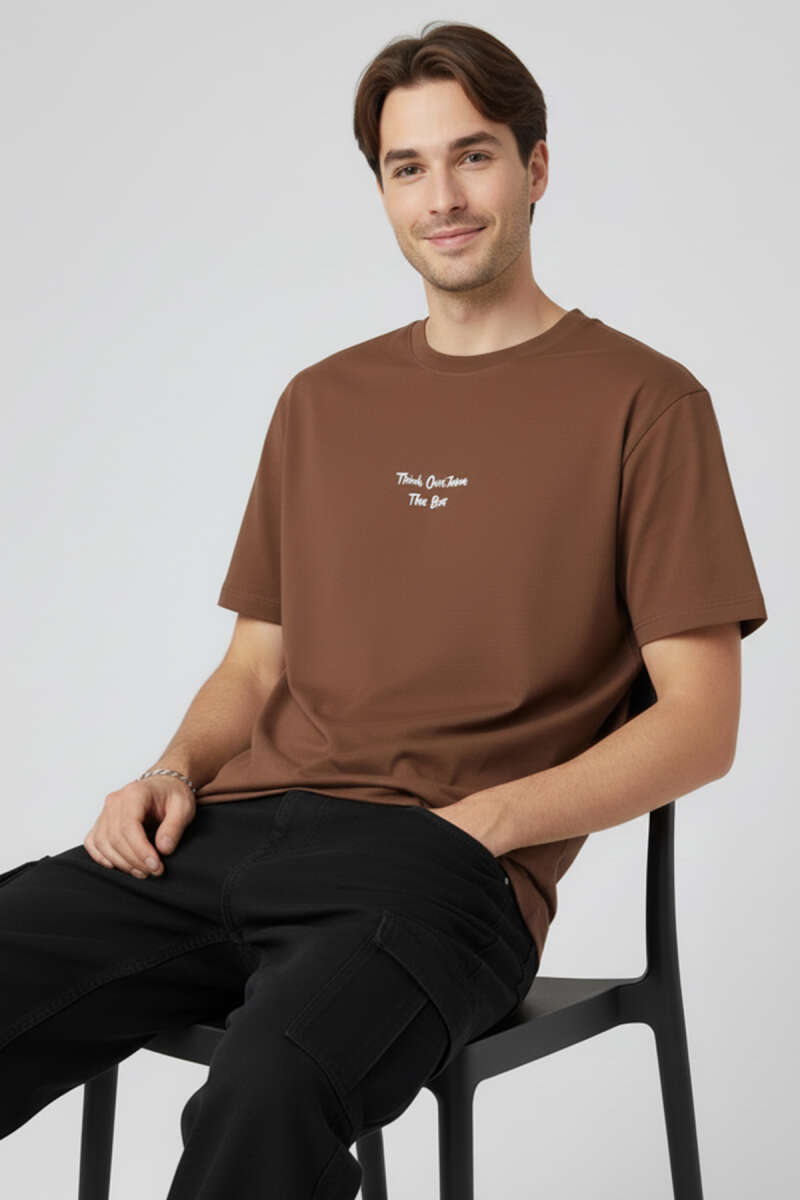 Yaka Enjeksiyon Baskılı Erkek T-shirt