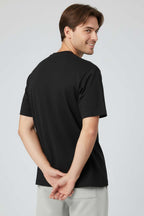 Yaka Enjeksiyon Baskılı Erkek T-shirt Siyah