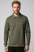Yaka Fermuarlı Basic Erkek Sweatshirt