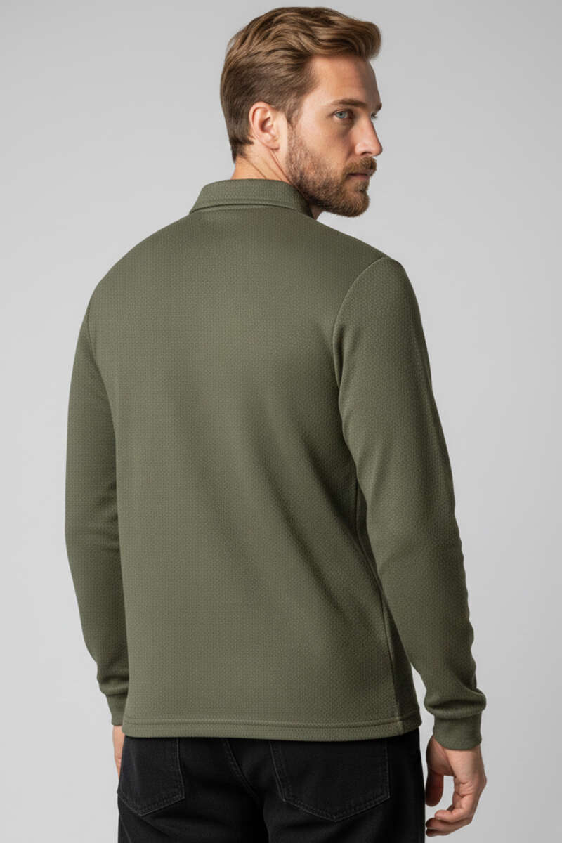 Yaka Fermuarlı Basic Erkek Sweatshirt