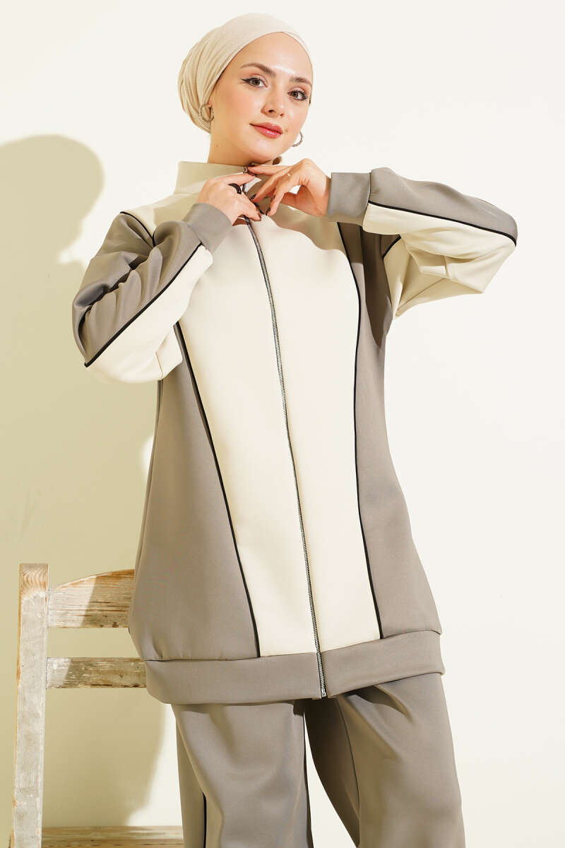 Yaka Fermuarlı Garnili İkili Takım