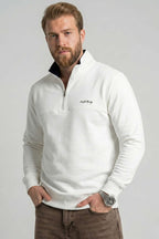 Yaka Fermuarlı İki İplik Erkek Sweatshirt