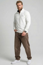 Yaka Fermuarlı İki İplik Erkek Sweatshirt