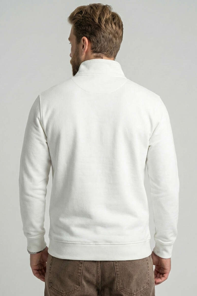 Yaka Fermuarlı İki İplik Erkek Sweatshirt