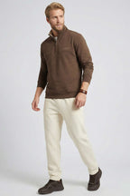 Yaka Fermuarlı İki İplik Erkek Sweatshirt