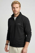 Yaka Fermuarlı İki İplik Erkek Sweatshirt