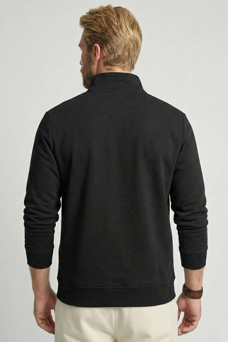 Yaka Fermuarlı İki İplik Erkek Sweatshirt