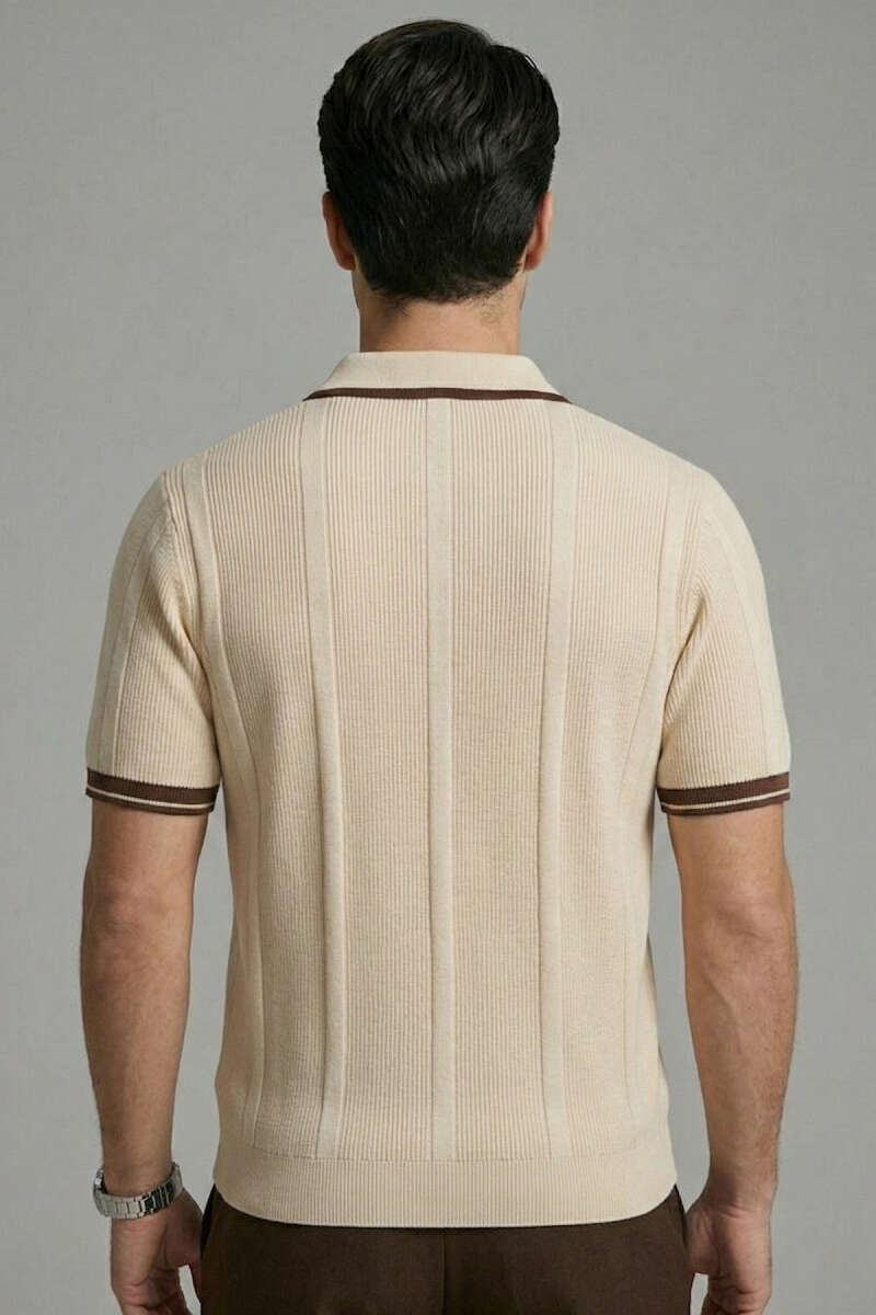 Yaka Fermuarlı Merserize Erkek T-shirt