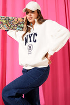 Yaka Fermuarlı Nyc Baskılı Sweatshirt