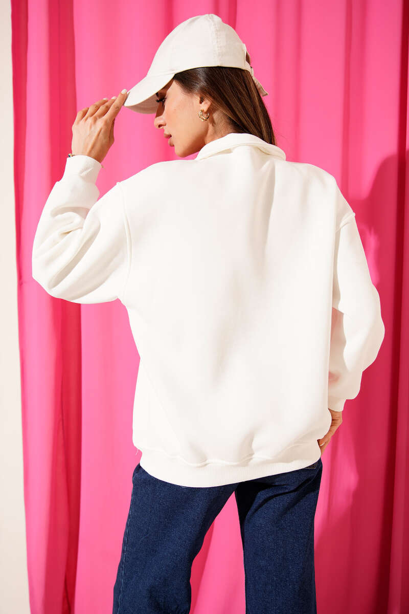 Yaka Fermuarlı Nyc Baskılı Sweatshirt