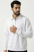 Yaka Fermuarlı Ribanalı Erkek Sweatshirt